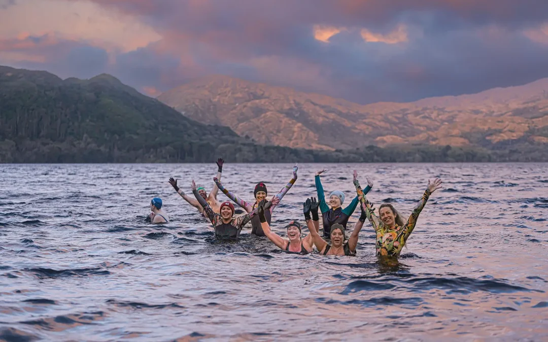 Wander Wild Festival group of women taking part in the Sunrise Dip