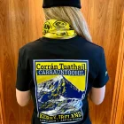 Back view of a lady wearing a wander wild black tshirt