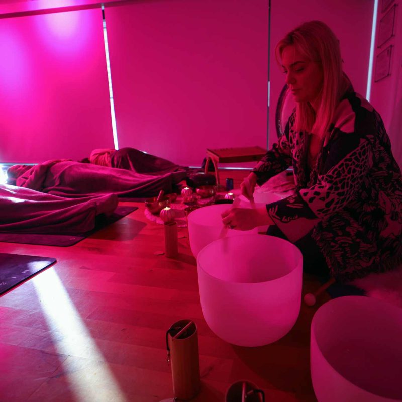 Dark room yoga meditation