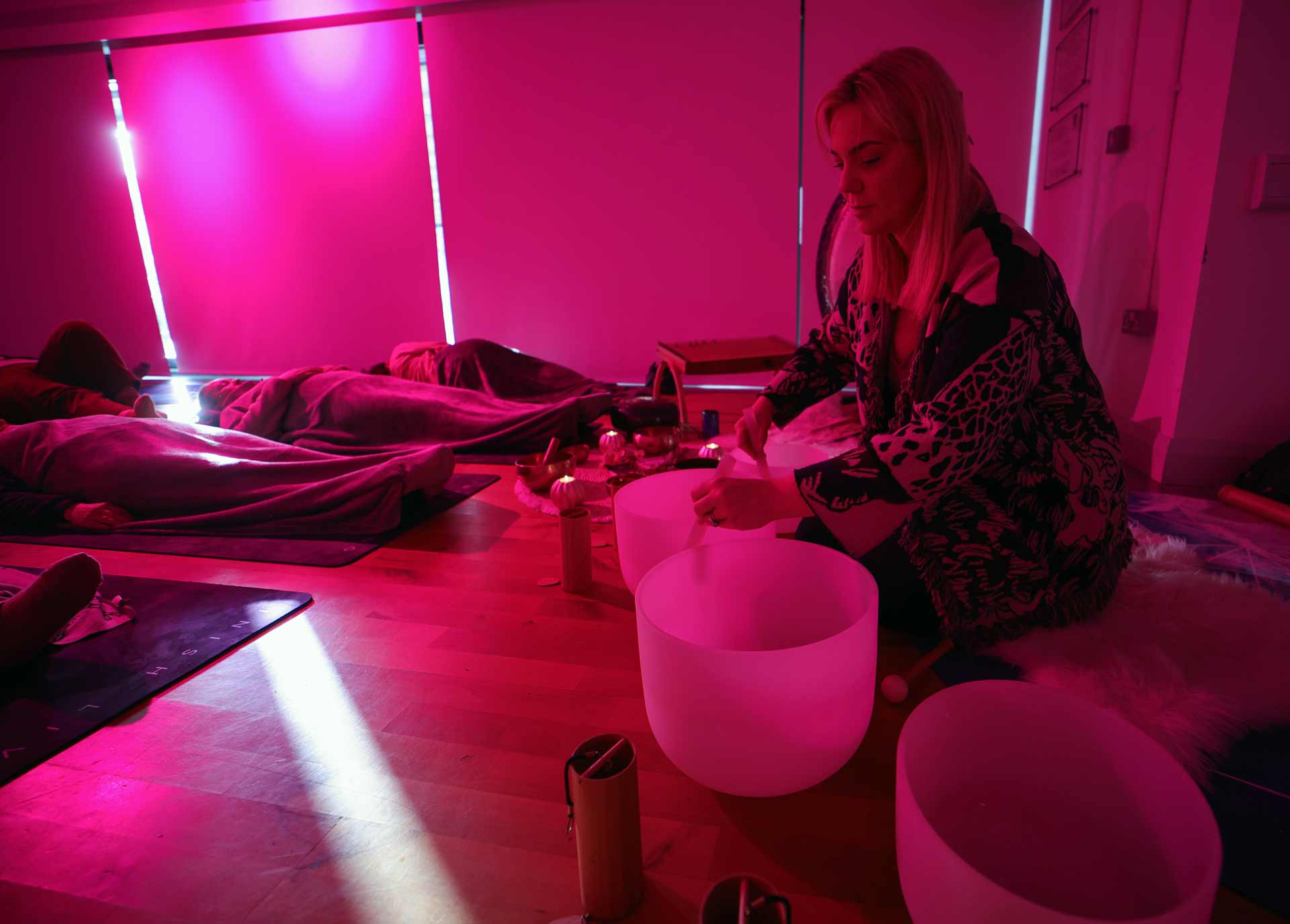 Dark room yoga meditation